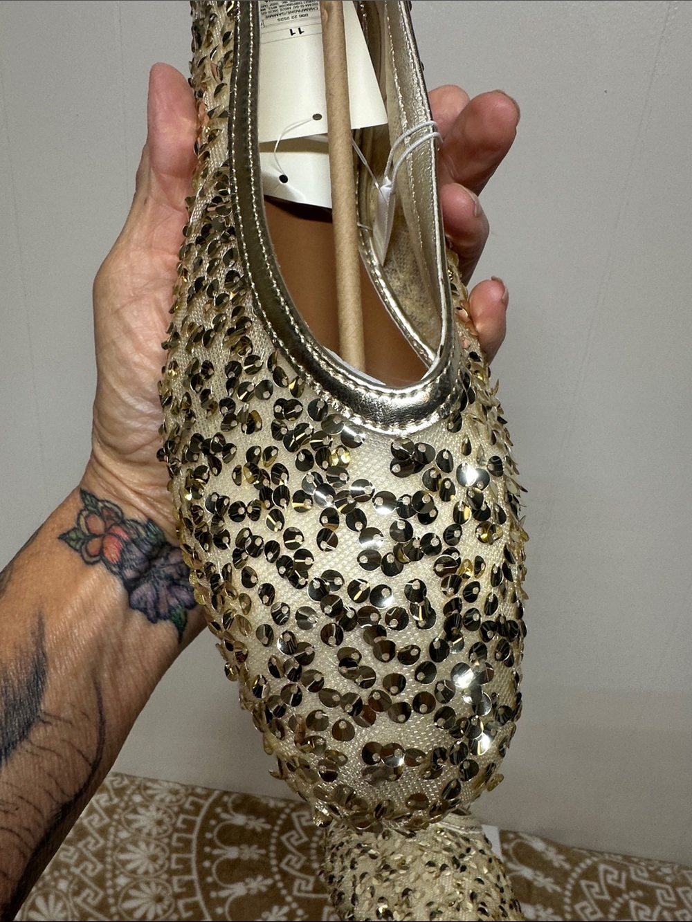 a new day Gold Embellished Ballet Flats - Picture 3 of 6